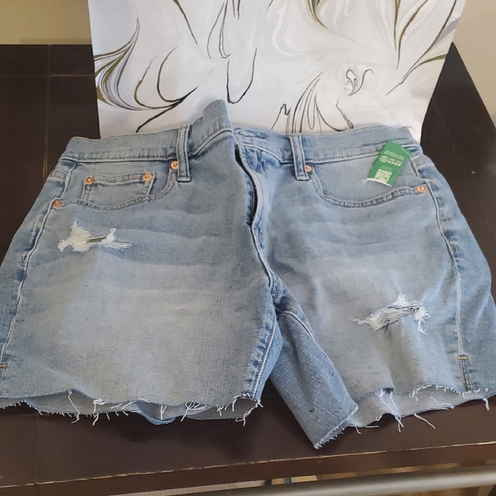 GAP Blue Jean Shorts with Frayed Hem and Distressed Style